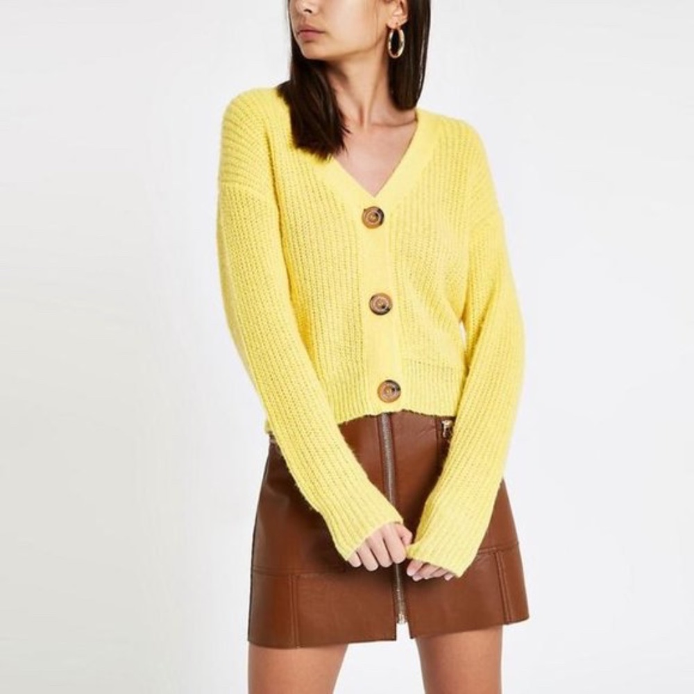 River Island Knit Yellow Cardigan